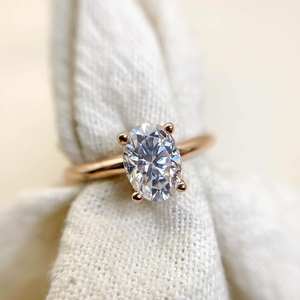 5x7mm corte ovalado blanco CZ plata anillo de compromiso solitario mujeres clásico promesa boda aniversario joyería proveedor - Product Image 1