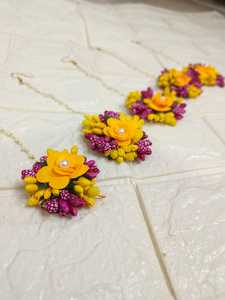 เครื่องประดับผมมะม่วงลายดอกไม้สีเหลืองสำหรับงานเต้นรำอินเดียสำหรับงานเลี้ยงฮาลดี้เฮนน่าปาร์ตี้เพื่อนเจ้าสาว-สำหรับการฉลองวันวาเลนไทน์ - Product Image 6