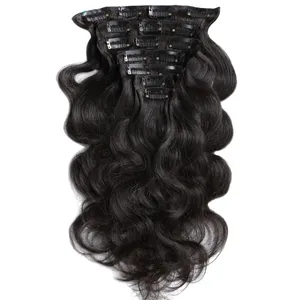 New Product Body Wave Style Clip in Hair Extensions Natural Color Customized Length 8"-30"