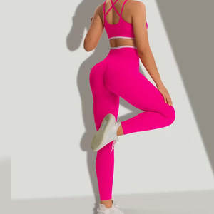 Nouveauté Ensemble de yoga pour femmes, 2 pièces à taille élastique, qualité supérieure, design personnalisable - Product Image 4