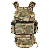 Gilet tactique avec fixation pour sac à dos, associé à un ceinturon Tegris réglable, système de gilet MOLLE combiné