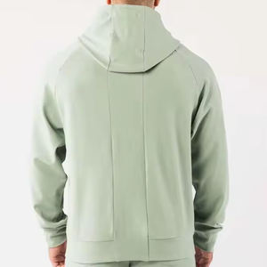 Sweat à capuche léger pour homme, manches longues, personnalisé, avec poche, 100% coton molletonné, écologique, faible MOQ, conception OEM, pull-over - Product Image 5