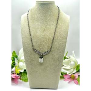 Collier en argent sterling Buffalo blanc, fabrication Navajo, design tendance en forme d'aile, perles de diamant et de perle dorées, idéal pour un cadeau ou une demande en mariage - Product Image 3