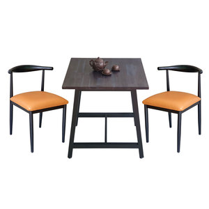 Juego de Comedor Moderno de Mediados de Siglo con Mesa Cuadrada de Lujo y 2 Sillas Tapizadas con Patas de Hierro, Duradero, de 3 Piezas - Product Image 1