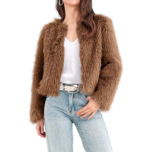 เสื้อโค้ทขนเฟอร์ขนปุยแขนยาวลำลองแบบกระดุมเดียวสำหรับผู้หญิงแจ็กเก็ตฤดูหนาวมีซิปเต็มผ้าคอตตอน - Product Image 2