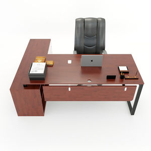 Escritorio Ejecutivo Contemporáneo SFTV004 con Superficie de Madera de Caucho de Alta Calidad, Estructura Cuadrada de Hierro y Gabinete de Almacenamiento - Product Image 4