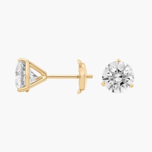 14K Solid Gold F-G VS2-SI1 Round Lab Grown Diamond Three Prong Martini <b>Stud</b> <b>Earrings</b> 3 Ct Total Guardian Backs Martini Style - Product Image 3