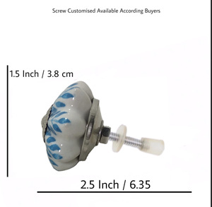 Boutons de porte en céramique peints à la main feuille bleue Style citrouille armoire de cuisine et poignée de tiroir tire CK 558 pour une utilisation en garde-robe - Product Image 3