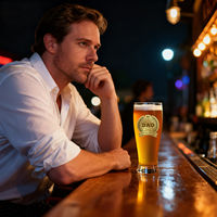 Ensemble de verres à bière de style américain de 15 oz avec impression UV, cadeau pour la fête des pères, comprend un sous-verre en bambou et un ouvre-bouteille
