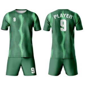 ชุดเสื้อฟุตบอลซับลิเมชั่นคุณภาพสูงสั่งทำได้ พร้อมปักชื่อทีมและโลโก้ ขายส่ง ผลิตจากโพลีเอสเตอร์ 100% แห้งเร็ว แขนสั้น - Product Image 1