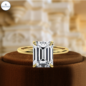 แหวนหมั้นเพชรเพาะเลี้ยง 1 กะรัต, แหวนแต่งงานทรงมรกตแบบฝังเพชร, รับรองโดย IGI, ทองคำขาว 14k ของขวัญที่ดีที่สุดสำหรับเธอในวันพิเศษ - Product Image 2