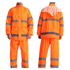 Salut Vis 100% Polyester thermique tricot tissu trafic réfléchissant sécurité manteau de pluie Construction travail veste hommes combinaison de pluie - Product Image 2