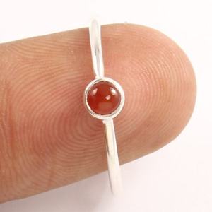 Plata de Ley 925 sólida, cabujón de cornalina Natural, piedra preciosa, anillo hecho a mano, joyería de plata de ley 925, anillo estampado, joyería - Product Image 3