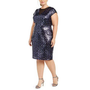 Abito Bodycon da donna Teeze Me blu navy, taglie forti alla moda, con paillettes e vita naturale - Product Image 1