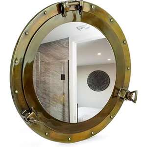 Miroir à hublot en laiton nautique moderne de qualité supérieure durable Miroir mural de luxe Miroir à hublot en laiton pour décoration - Product Image 5