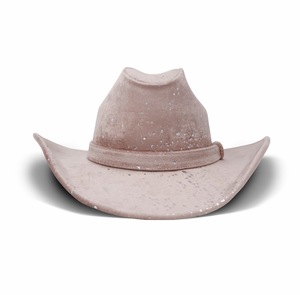 Chapeau en velours rose pour chihuahua |   Chapeau western fait main |   Tenue décontractée pour l'extérieur, ajustable |   Fabricant OEM et ODM - Product Image 1