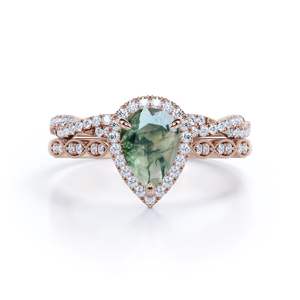 แหวนเจ้าสาวสำหรับผู้หญิงประดับเพชรโมอิส1.25กะรัตลูกแพร์สีขาวทอง925 - Product Image 3