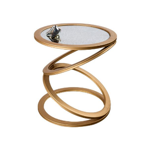 Mesa auxiliar minimalista para muebles, mesa auxiliar redondeada de mármol, mesa auxiliar de metal con acabado dorado, mesa de centro de metal suministrada por India - Product Image 6