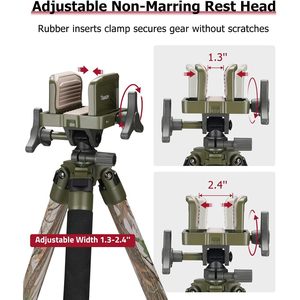 Trakiom Camo <b>Tripod</b> Stand 60 Inches Aluminum Lightweight With Clamp Head Bubble Level For Hunting Shooting - Product Image 3