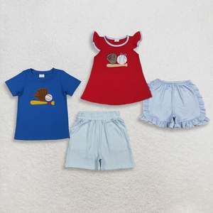 En stock, ensemble chemise à manches courtes brodée pour bébés garçons et enfants, avec short assorti - Product Image 5