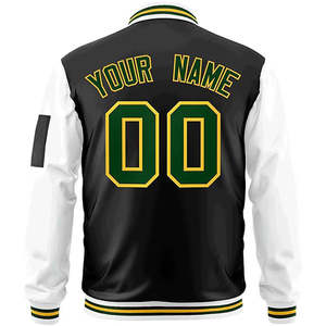 Chaqueta Universitaria Negra con Mangas Blancas, Diseño Personalizado con Nombre de Equipo, Estilo Urbano, Unisex, con un Solo Botón, Transpirable, para Exteriores - Product Image 2