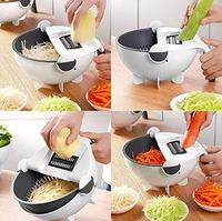 Pemotong Sayur Multifungsi Manual QiXin, Pengiris, Pemotong Dadu Buah, Saringan Telur, Parutan, Pisau Baja Tahan Karat, Plastik ABS