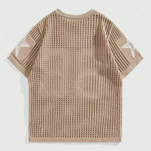 Logo personnalisé manches courtes plage tricot haut en maille tricots chemise au crochet hommes tricoté basket football maillots hommes chandails - Product Image 4