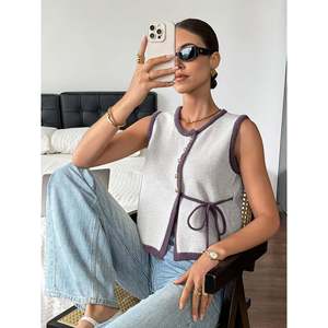 Women's Casual <b>Long</b> Floral Print <b>Sleeveless</b> <b>Cardigan</b> for Spring Autumn Winter Sizes S-XL Custom OEM/ODM - Product Image 1