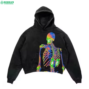 Sweat-shirts à capuche unisexes en molleton 100 % coton, grammage lourd 500 GSM, coupe épaules tombantes, avec impression de logo personnalisé, en French Terry, écologiques, effet délavé - Product Image 4