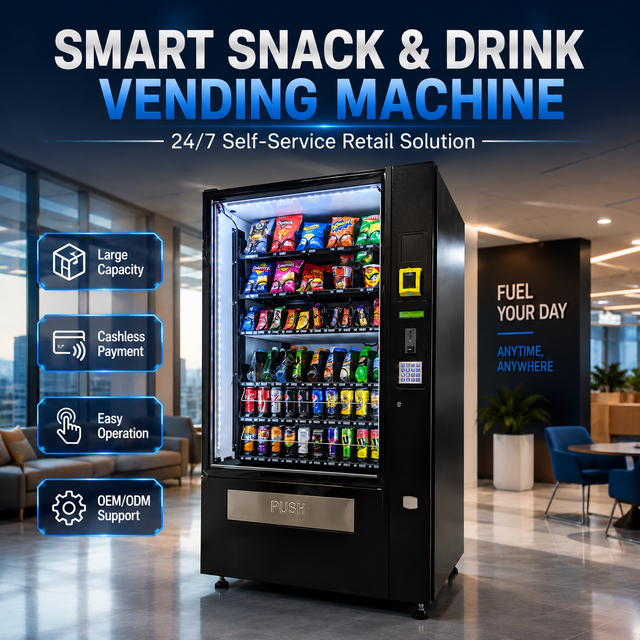 Large Capacity Snack Vending Machine Store for Food and Drinks with Coin Cash Card Payment Optional for Office/Hospital
