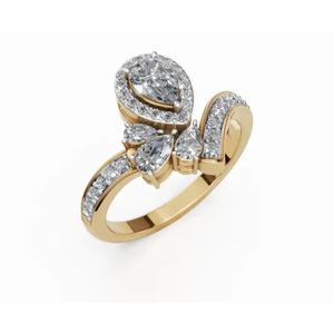 แหวนเพชรดีไซน์เนอร์รุ่นพรีเมียม Whispering Wings รูปทรงลูกแพร์ น้ำหนัก 0.916 กะรัต เพชรเพาะเลี้ยงในห้องปฏิบัติการ ทองคำ สำหรับงานหมั้น ขายส่งออนไลน์ - Product Image 5