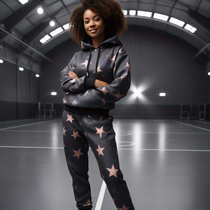 Baggy femmes étoile impression survêtement vêtements de sport Jogging impression numérique survêtement grande taille à capuche et pantalons de survêtement survêtement dames - Product Image 6