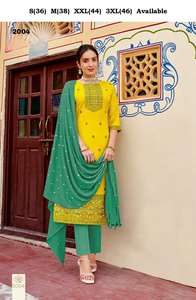 New 2024 Designer Latest Exclusive Outfit Pure Muslin Jacquard <b>Kurti</b> Pant & Dupatta With Handwork Embroidery Work <b>Woman</b> Fashion - Product Image 6