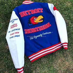 Veste universitaire design personnalisé en gros noir et blanc vestes universitaires de haute qualité manches en cuir véritable - Product Image 4