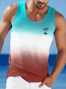 Moda verano hombres chaleco Tops Hawaiano 3D Coco árbol estampado hombres chaleco sin mangas playa fiesta estilo hombres chaleco sin mangas - Product Image 2