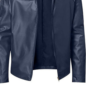 BLEU MARINE CUIR HOMME Printemps Casual Motor Spliced Veste en cuir personnalisée Hommes Automne Mode Biker Veste Veste pour hommes - Product Image 4