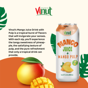 La bebida de jugo de mango refrescante natural más vendida de 490ml con pulpa lista para enviar fabricada en la fábrica de Vietnam (OEM, ODM) - Product Image 4