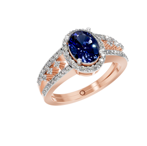 Elegante anillo de compromiso de oro sólido de 14K para mujer, diamantes cultivados en laboratorio IGI, zafiro sintético, fiesta de boda, personalizado, ODM, OEM fino - Product Image 1