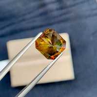 Sphène chromée authentique, pierre précieuse de laboratoire à coupe coussin, à feu arc-en-ciel, certifiée 200g, pour bijoux élégants et designs thérapeutiques, Sun Fire