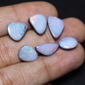 Natural Australian Doublet Opal Cabochon Multi <b>Fire</b> Mix Shape 10X8MM-14X9MM 18 Carat Lot Loose Gemstone - Product Image 3