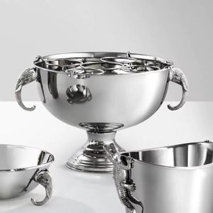 Proveedor de fábrica, enfriador de vino de acero inoxidable, Cubo de champán con mango medio, bañera de bebida de Metal para fiesta en Bar - Product Image 1