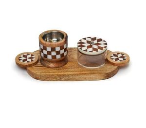 2026 artesanías de calidad más vendidas Mubkhar de madera de acacia con juego de caja acrílica Quemador de incienso Bakhoor árabe de lujo de la India - Product Image 2