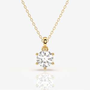 จี้ทอง18K พร้อมเพชรหกแฉกสำหรับห้องปฏิบัติการตัดทรงกลม - Product Image 1