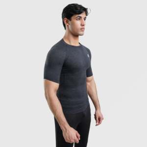 GA T-shirt de compression à manches courtes en polyester tricoté 100% coupe ajustée couleur anthracite - Product Image 5