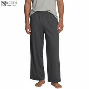 Pantalones de mujer marrones de popelina de algodón con bolsillos laterales cómodos con logotipo personalizado, pantalones de pierna ancha, pantalones de correr para mujer para hombre - Product Image 2