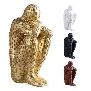 Estatua de escultura abstracta de estilo pensador de resina, decoración del hogar, acentos, figuritas coleccionables, estantería de oficina, decoración de escultura de escritorio - Product Image 2