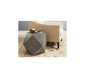 Mesa auxiliar de madera con incrustaciones de hueso de primera calidad con diseño único de ágata - Product Image 3