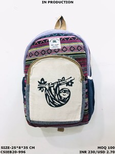 Sac à dos unisexe en coton fait main, écologique, durable, élégant, artisanat tissé à la main, imprimés animaliers, capacité 20-35L, pour l'extérieur - Product Image 3