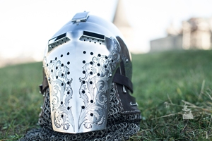 Bascipet-casco de Caballero de la fortuna con Visor de corte láser, hecho a mano, aspecto bonito para casco de combate Medieval - Product Image 5