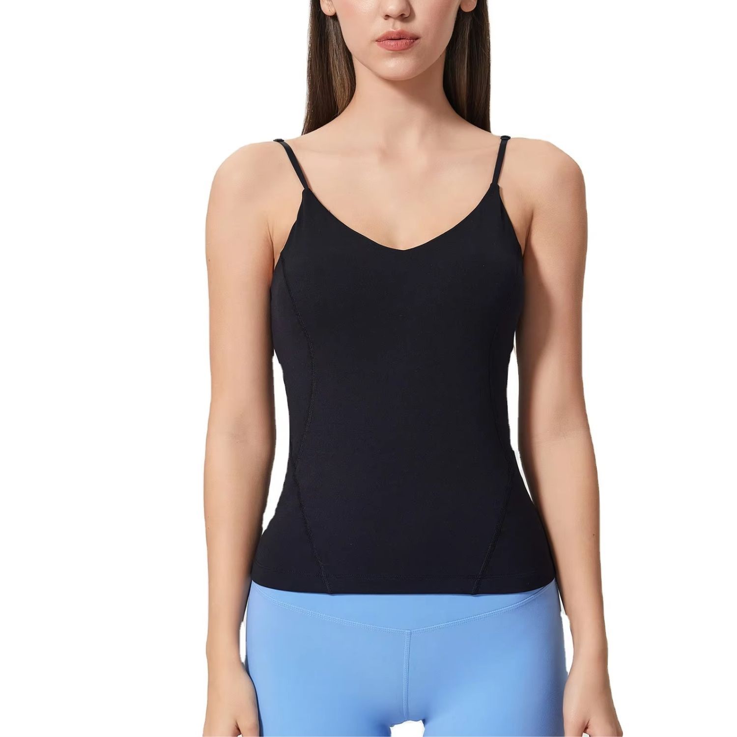 Custom Wholesale Womens Adjustable Strap Sports Bra Sexy Regular Fit Seamless Breathable Front Naked Feel Aesthetic Back Sling